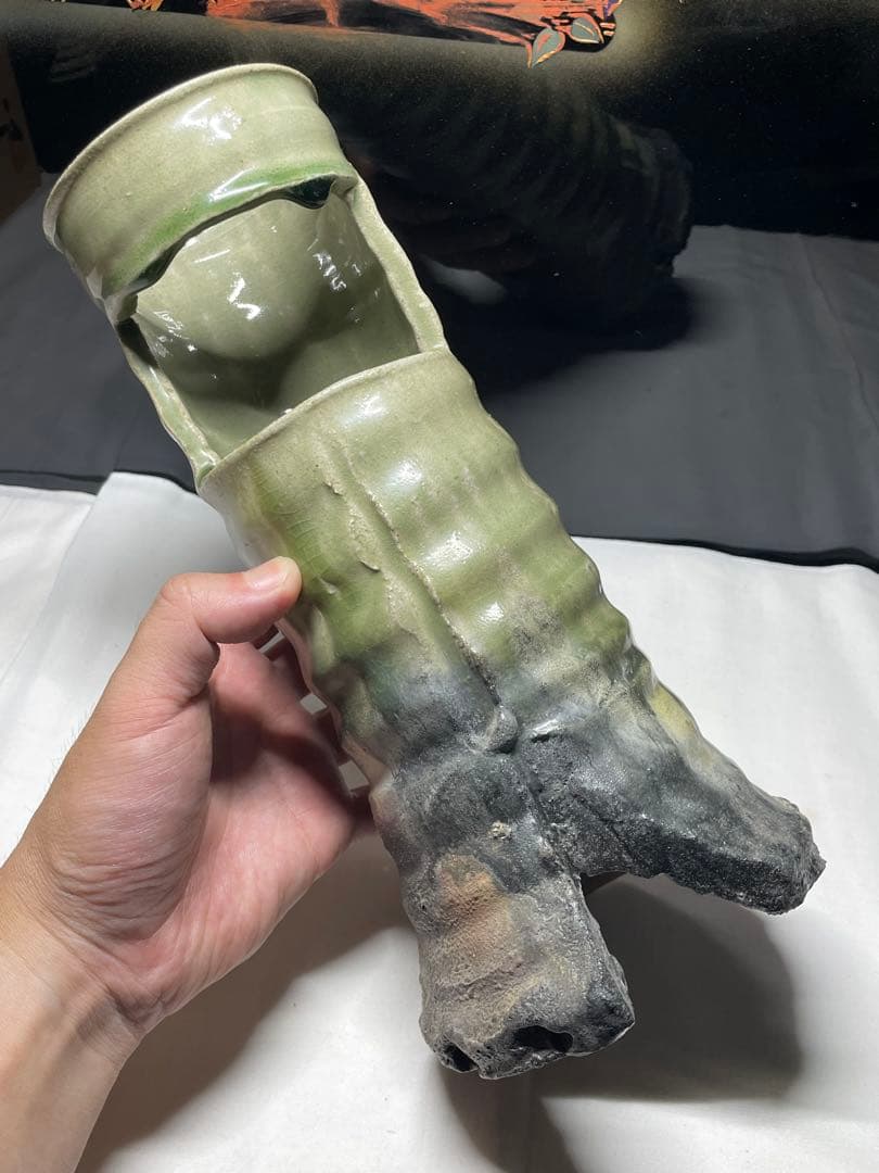 美濃焼。名作家。山田 正和。花器。超美品。舊家蔵出し。茶道具。華道具。希少品。