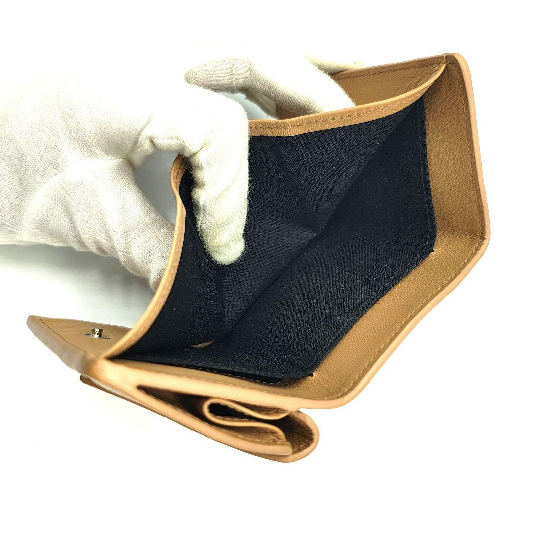 極美品 バレンシアガ 三つ折り財布 ペーパーミニウォレット ベージュ