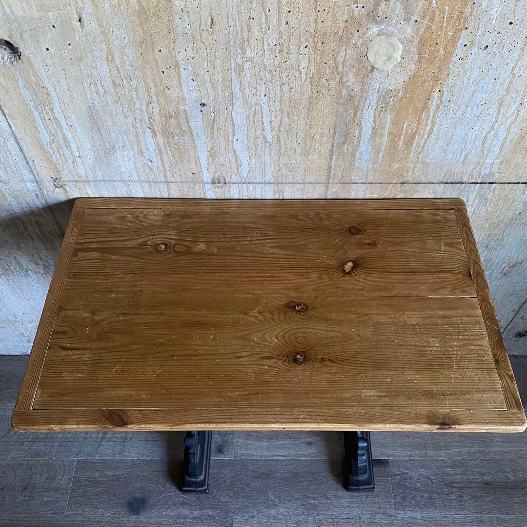 フランスヴィンテージ　鉄脚×古材 アンティークテーブル　カフェテーブル