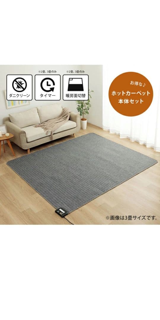 【新品】 広電 ホットカーペット フランネルラグカバー付 電気カーペット ３畳