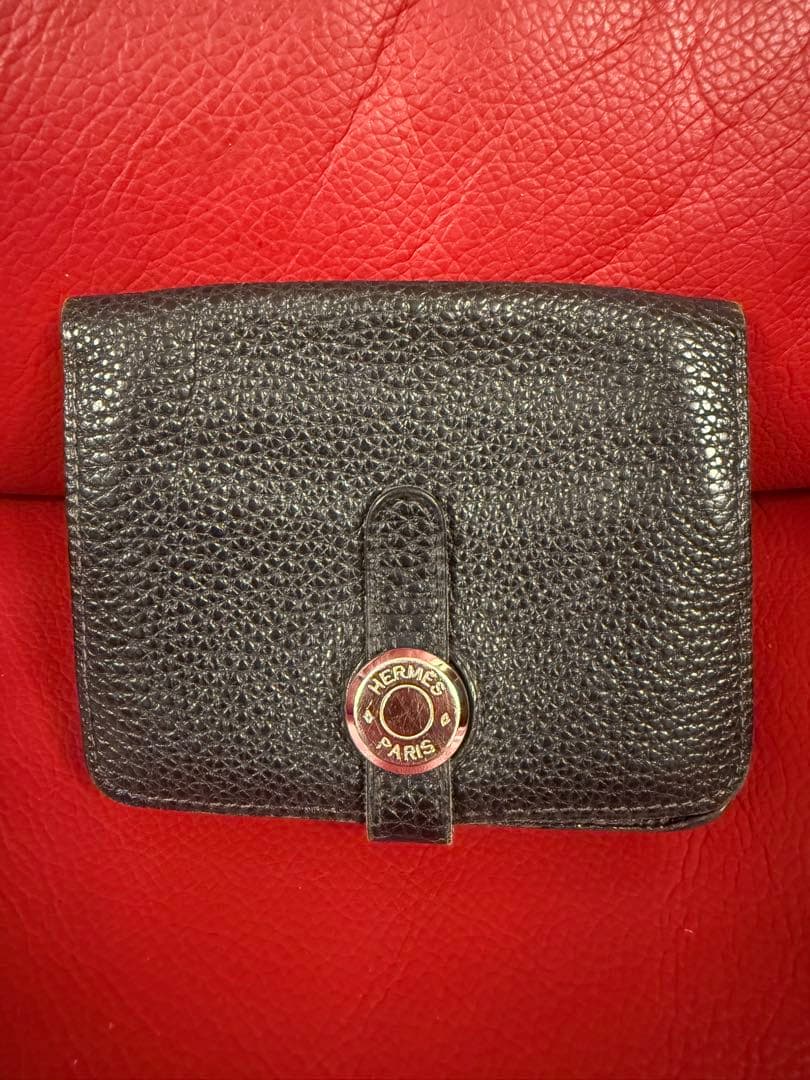 HERMES ドゴン 小銭入れ 本革 黒 トゴ