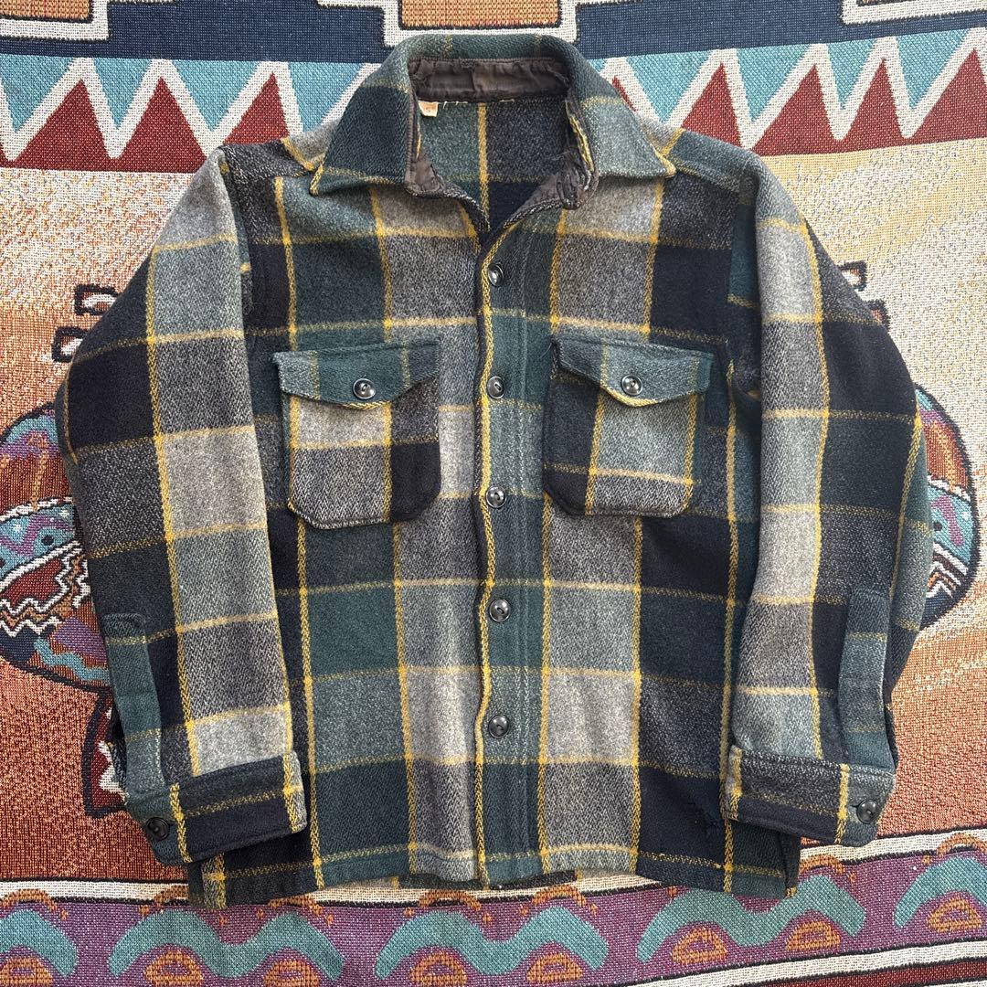 40’s ウール シャツジャケット 高配色 希少 アメカジ ビンテージ古着