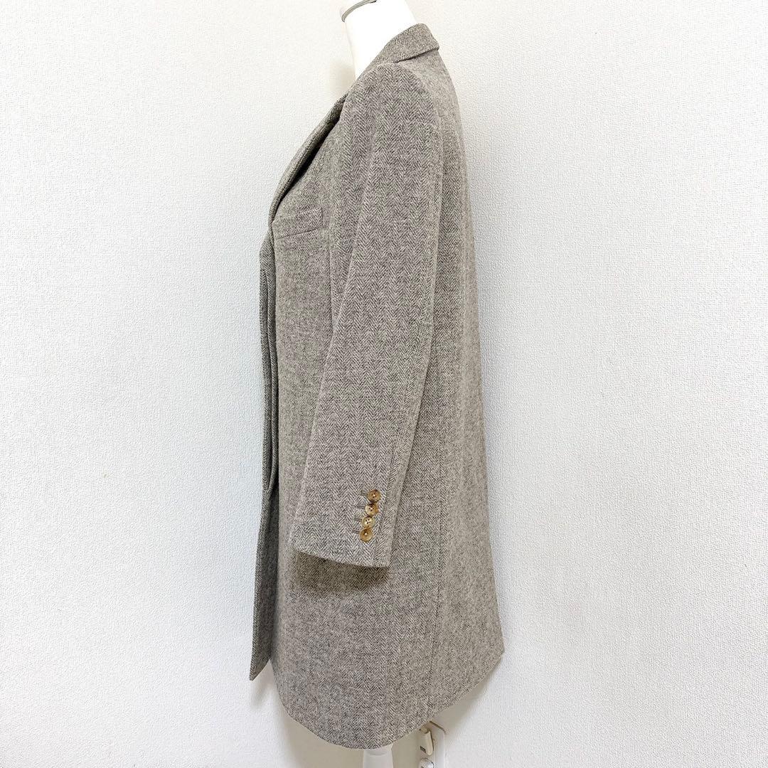 マーガレットハウエル チェスターコート ウール100%ヘリンボーンロングアウター