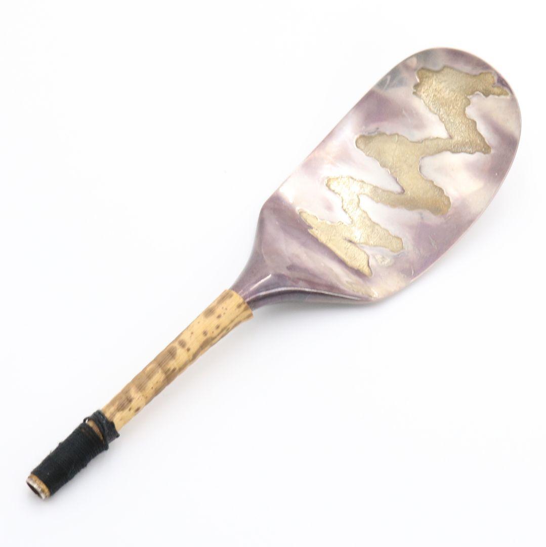 木村清雲造 鵬雲斎好写 南鐐瑞雲象嵌入炉用灰匙 純銀製約65g 茶道具　V303