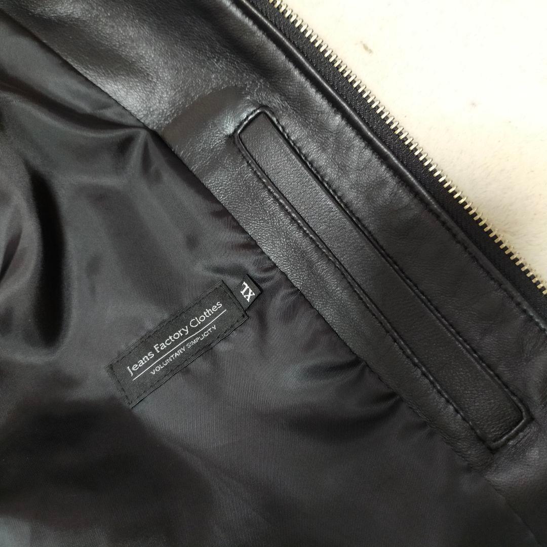 美品　XLサイズ　JEANS FACTORY　シングルライダースジャケット