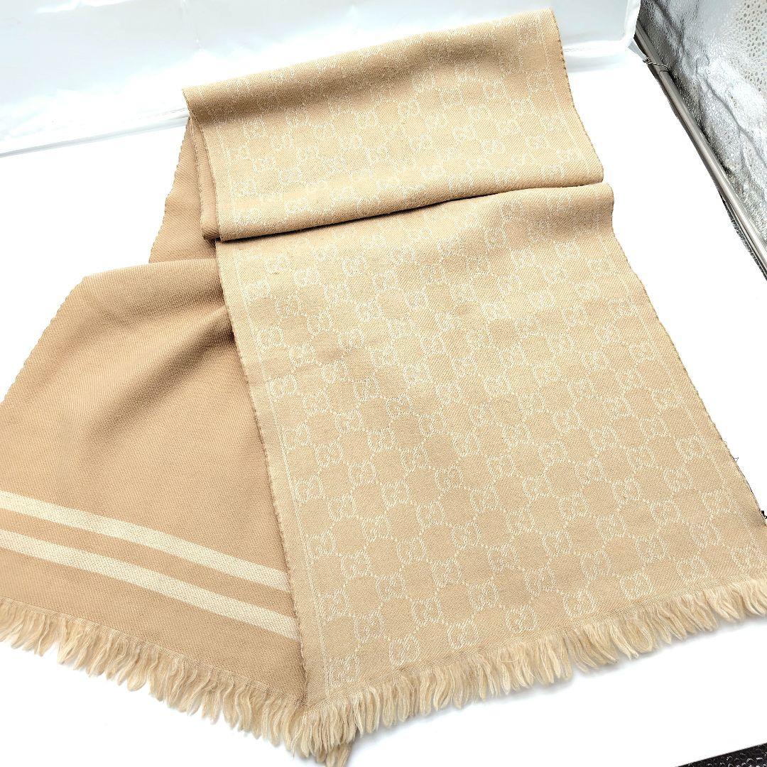 GUCCI グッチ　ベージュ フリンジマフラー