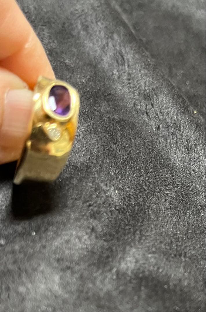 18金リング　アメジスト　メレダイヤ