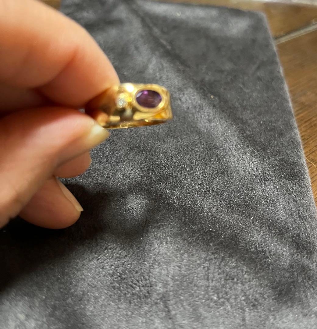 18金リング　アメジスト　メレダイヤ