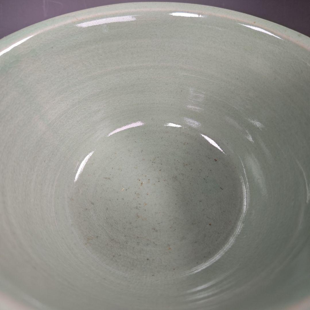 イ631 水指『久田宗也（尋牛斎）極箱』『廣州窯　青磁七宝透し　平水指』茶道具