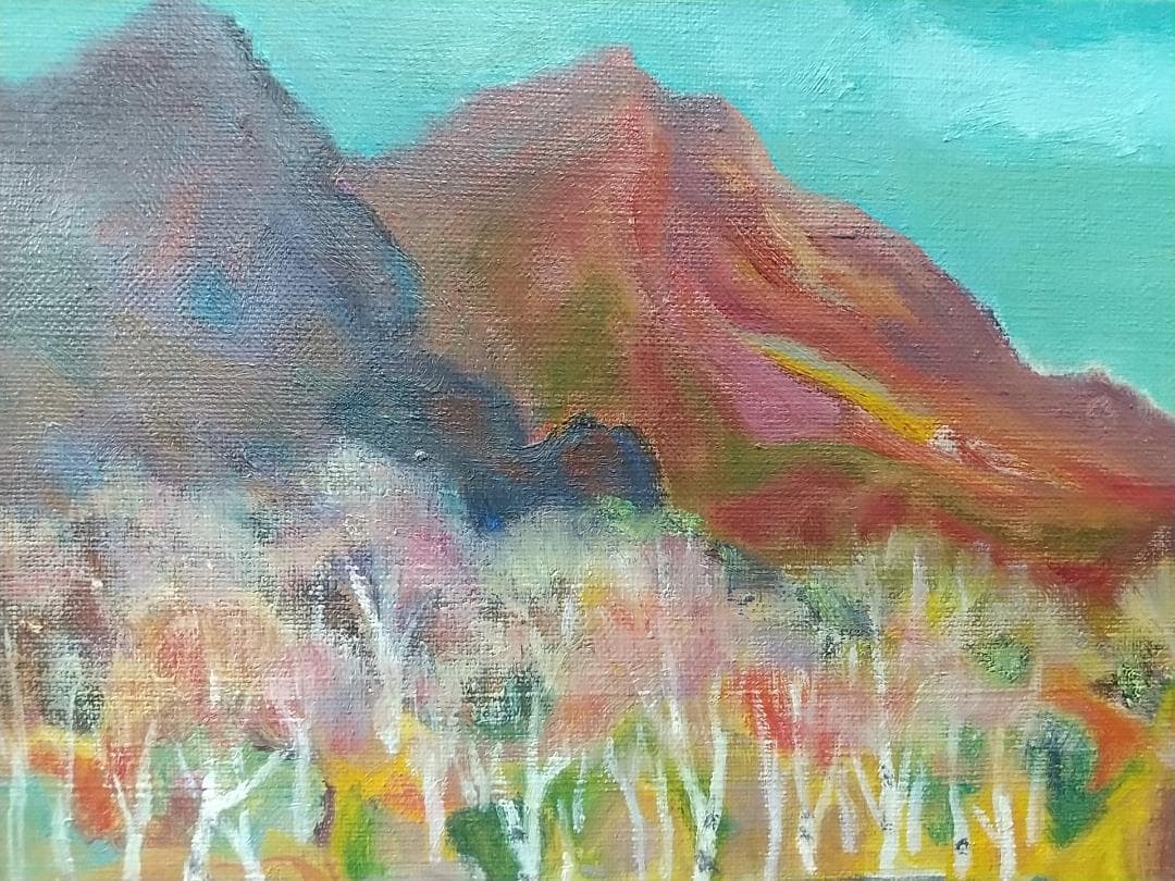 油絵 「奥日光」湯元 油彩画 絵画 F4 真作 風景画 アート