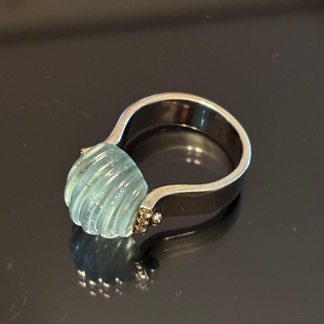 トトロ　BIBIGI ホワイトゴールド 18金WG アクアマリン ダイヤ