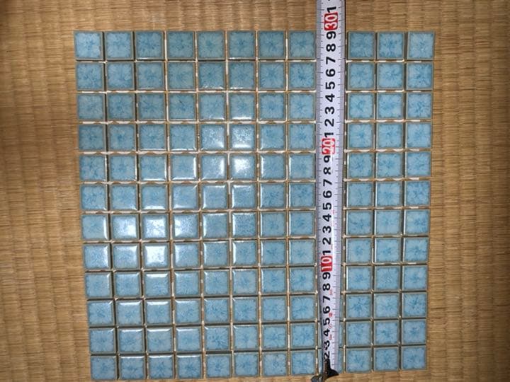 モザイクタイル　水色　陶器　25センチ角シート　　22枚