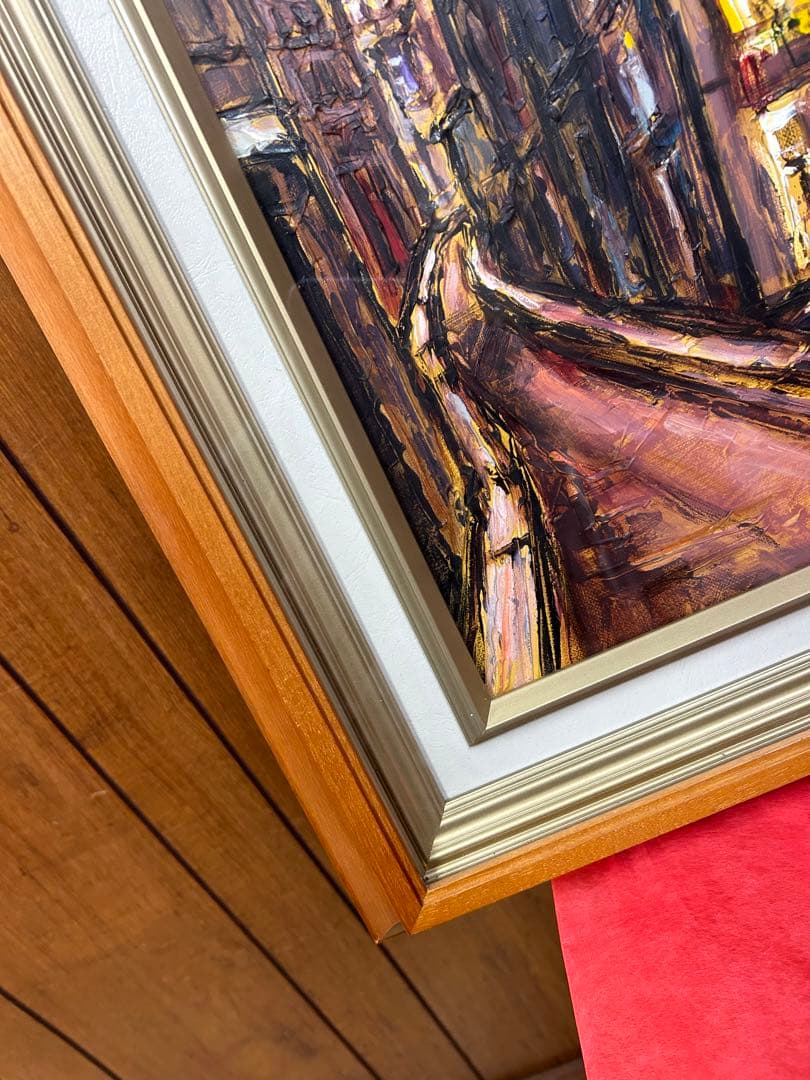 絵画　市村司　原画　直筆サイン　風景画　サンリュスチック通り　額の裏下割れあり