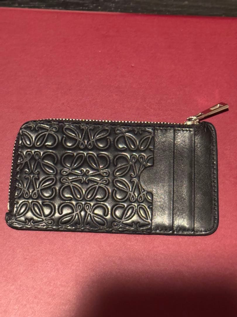 ロエベ　フラグメントケース　ケース　アナグラム　型押し　ブラック