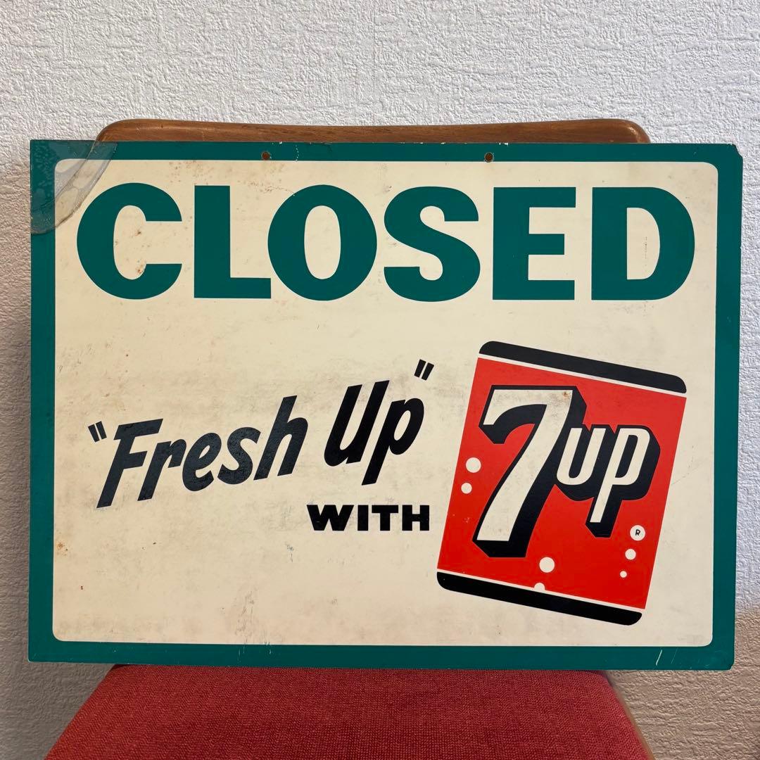 【7UP セブンアップ】ヴィンテージ両面プラスチック製看板