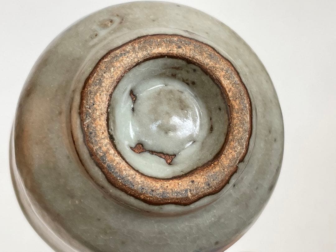 陶芸家　人間国宝　島岡達三　地釉縄文象嵌ぐい呑　酒器　酒盃　師　濱田庄司　共箱