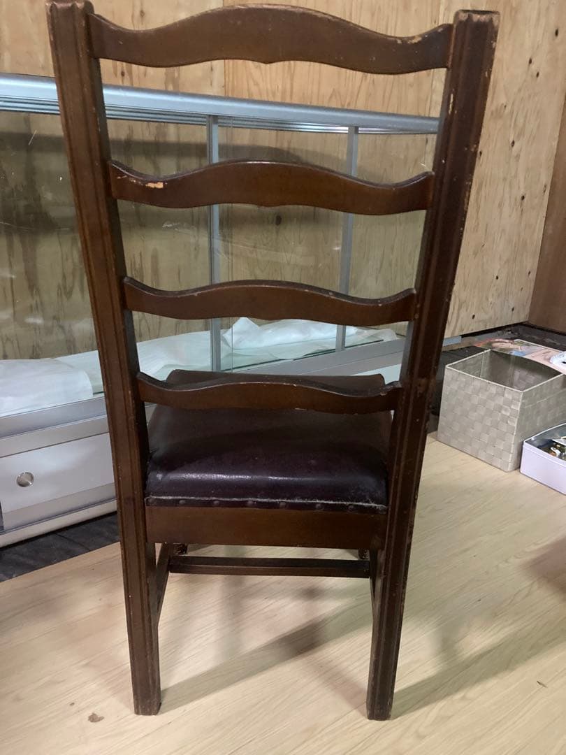 か*き様 木製ダイニングチェア ラダー背もたれ　ビンテージ　梱包発送たのめる便で