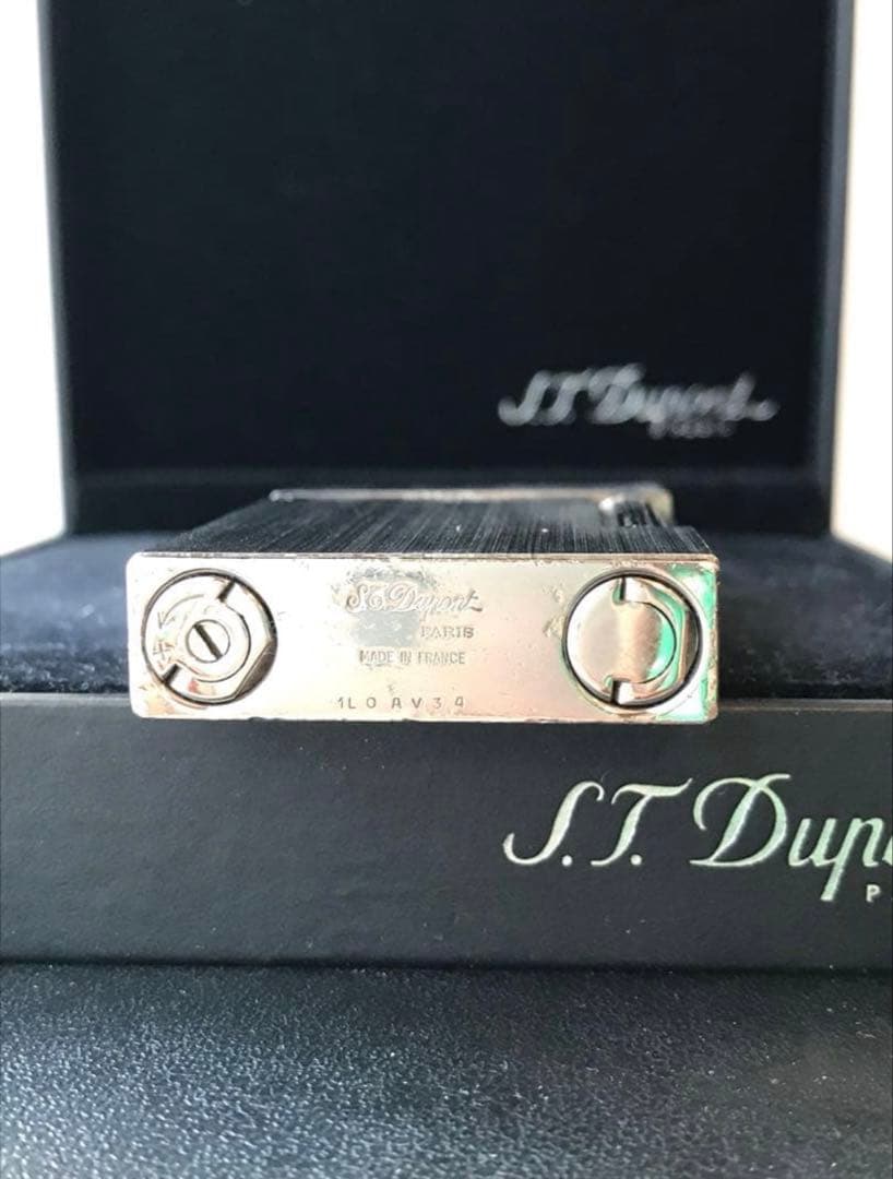 開閉音あり　快音キィーーン　デュポン　ガスライター　シルバー　ライン２