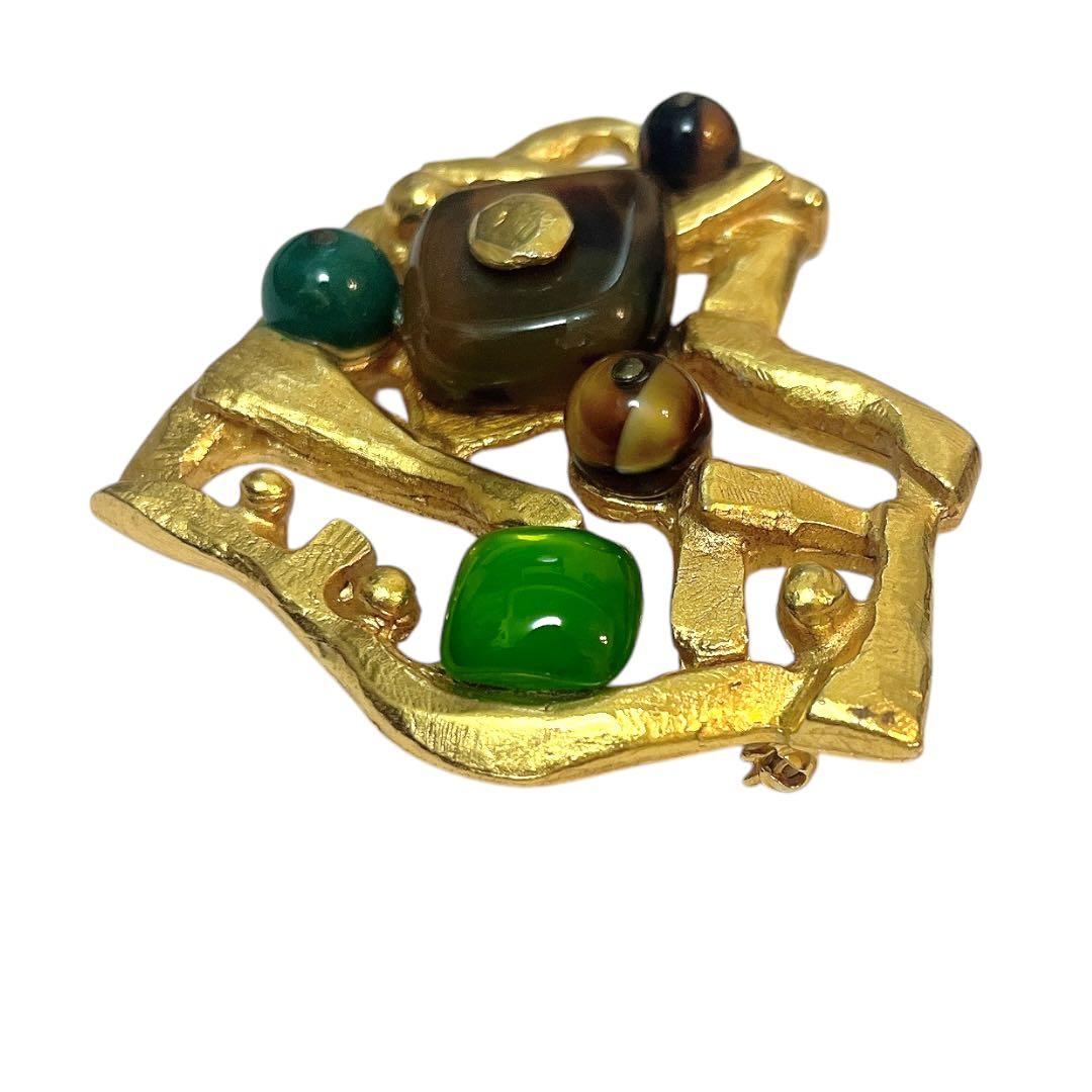 【美品★希少】クリスチャンラクロワ ブローチ ハート カラーストーン