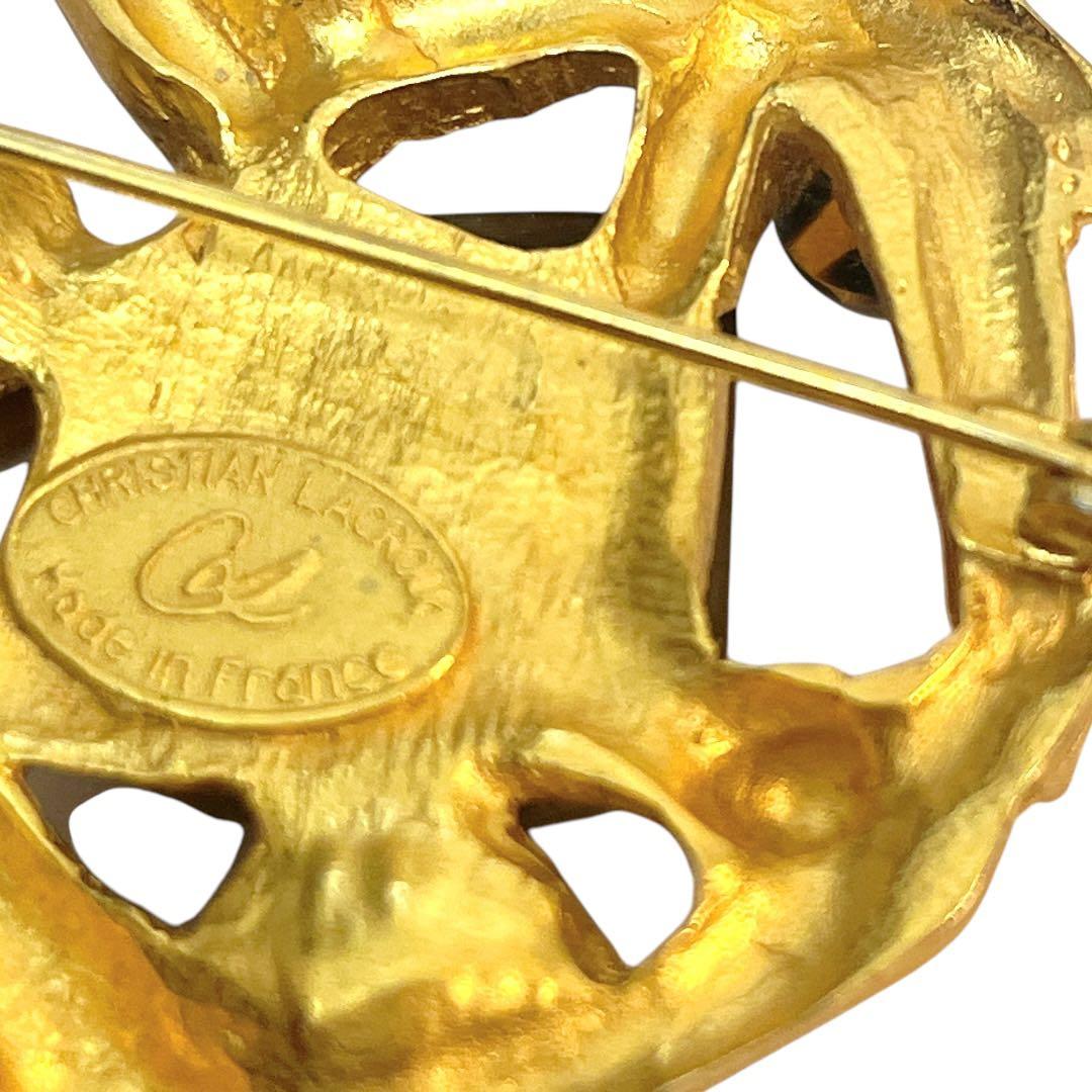 【美品★希少】クリスチャンラクロワ ブローチ ハート カラーストーン