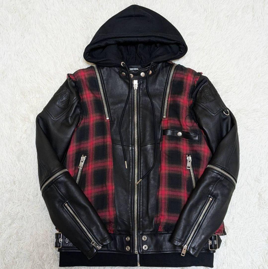 DIESEL ディーゼル L-NORMAN 再構築 レザージャケット 羊革 M