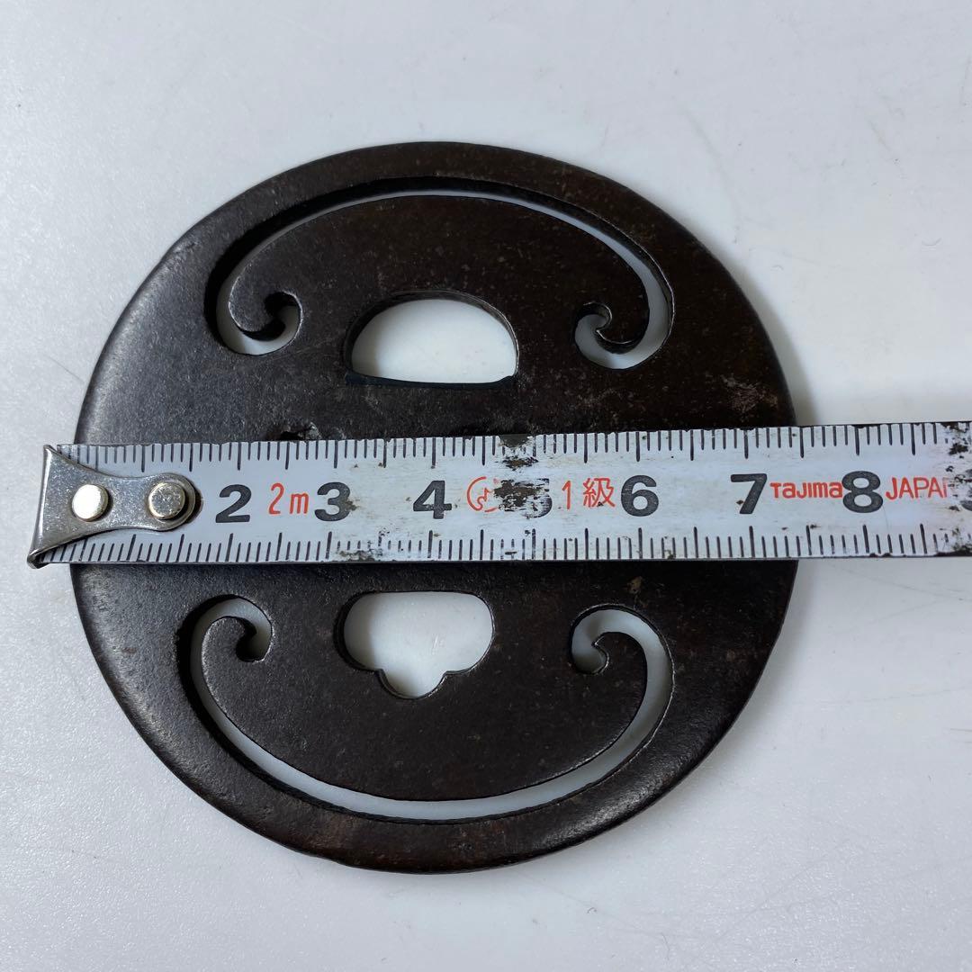 江戸時代　銖製　鍔　7.6×7.6㎝　100g トヒチ　東な7-0304☆2F