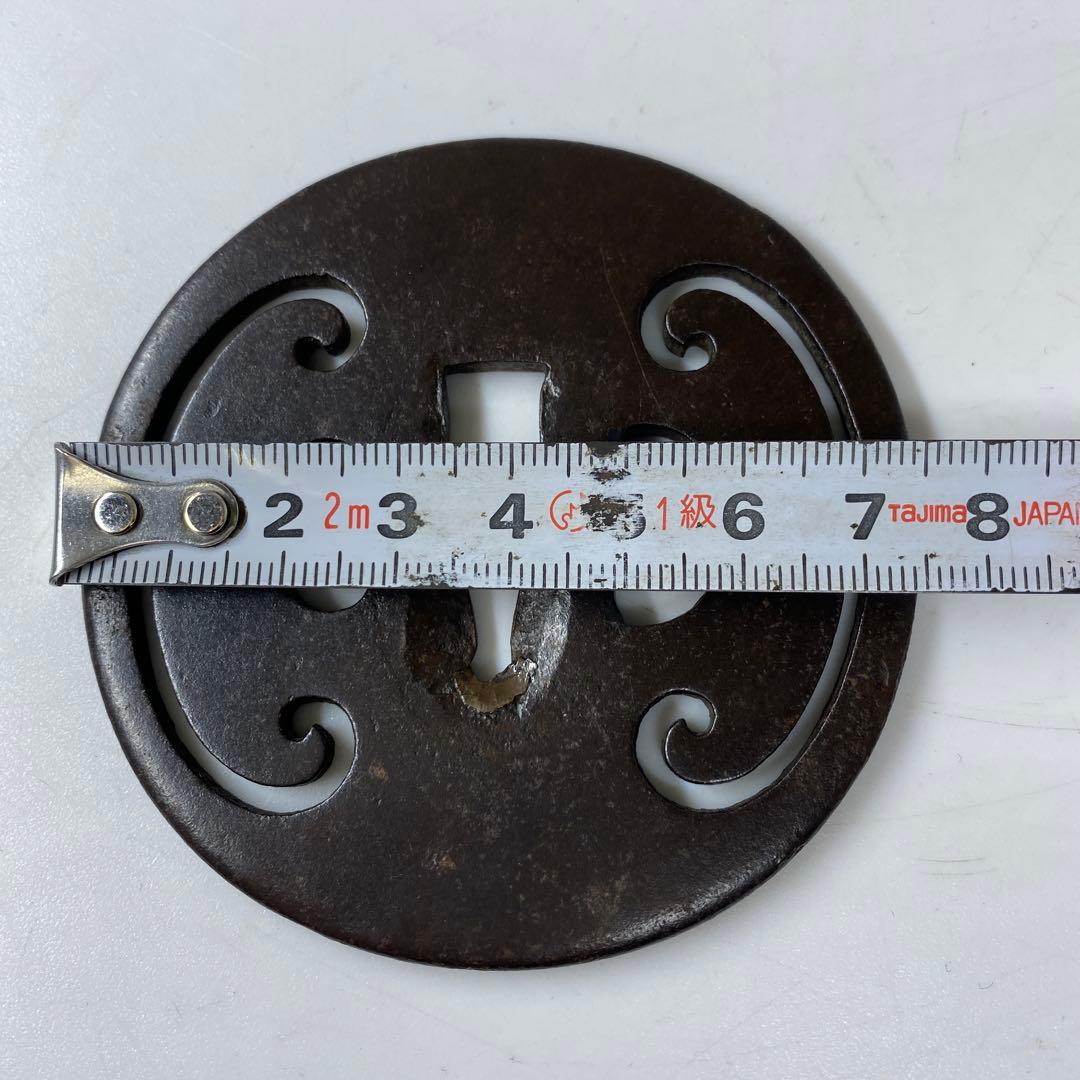 江戸時代　銖製　鍔　7.6×7.6㎝　100g トヒチ　東な7-0304☆2F