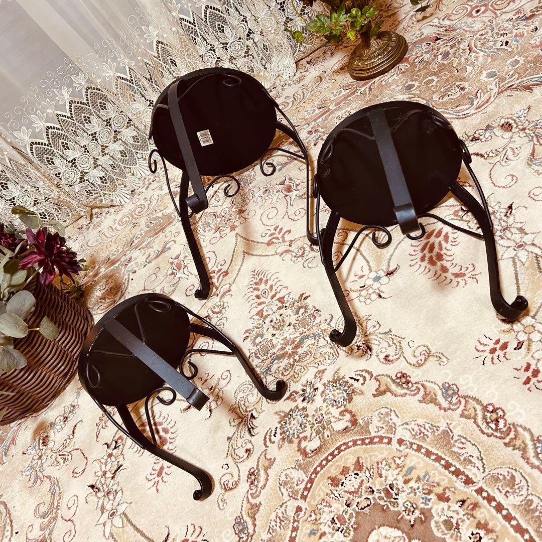 アンティーク 英国調　薔薇タイル　アイアン　花台　飾り棚　サイドテーブル　家具