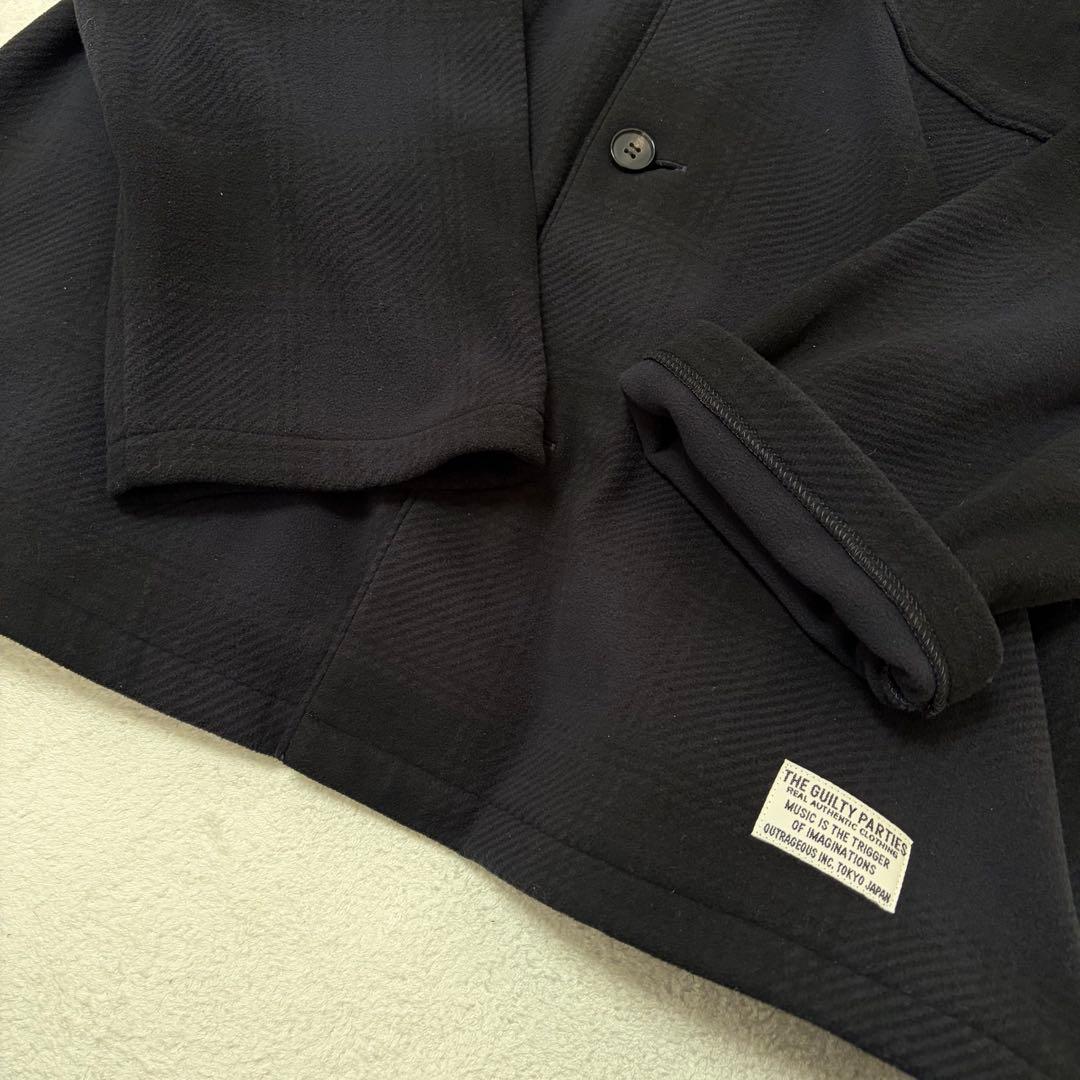 【極美品L】Wacko Maria チェック フリース シャツ ジャケット 黒系