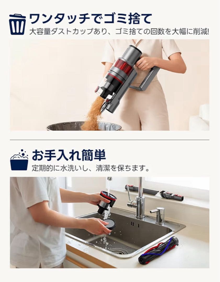 ⭐️新品・未使用⭐️パワーはダイソン級！スティッククリーナー 55KPA 最大60分