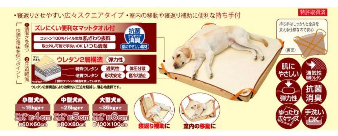 ペティオ (Petio) 床ずれ予防ベッド 小型犬用　本体2枚とマットタオル2枚