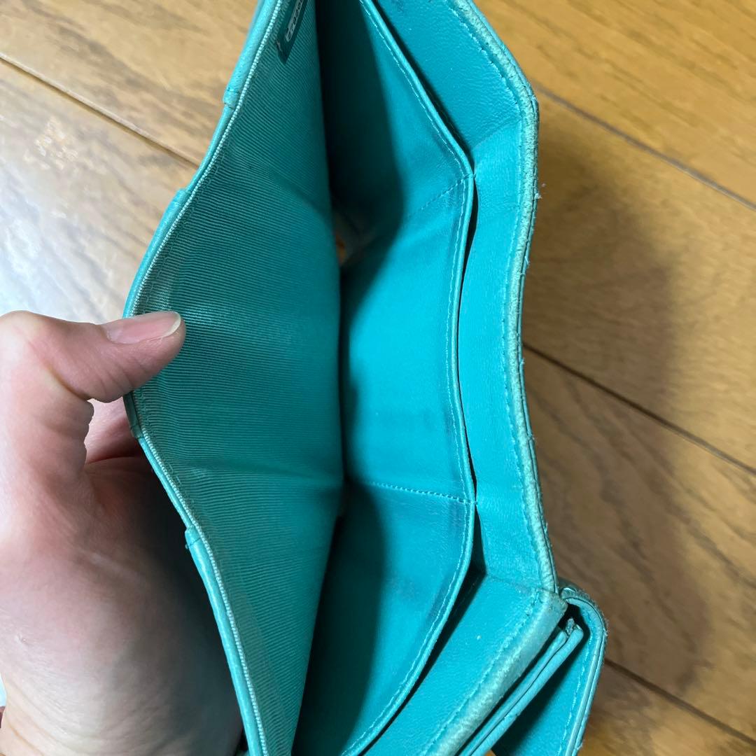 CHANEL ミントグリーン 三つ折り財布