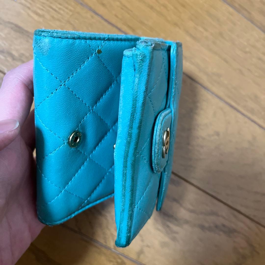 CHANEL ミントグリーン 三つ折り財布