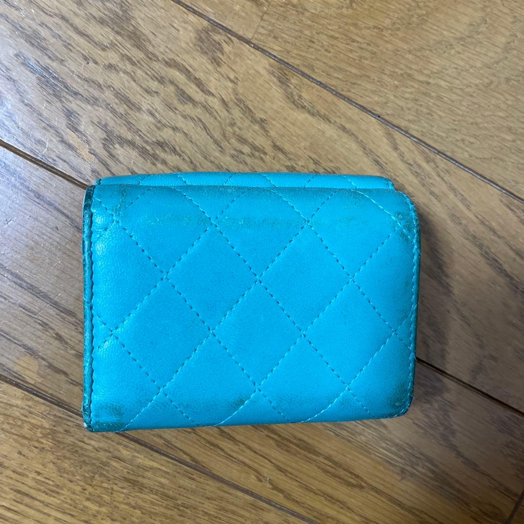 CHANEL ミントグリーン 三つ折り財布
