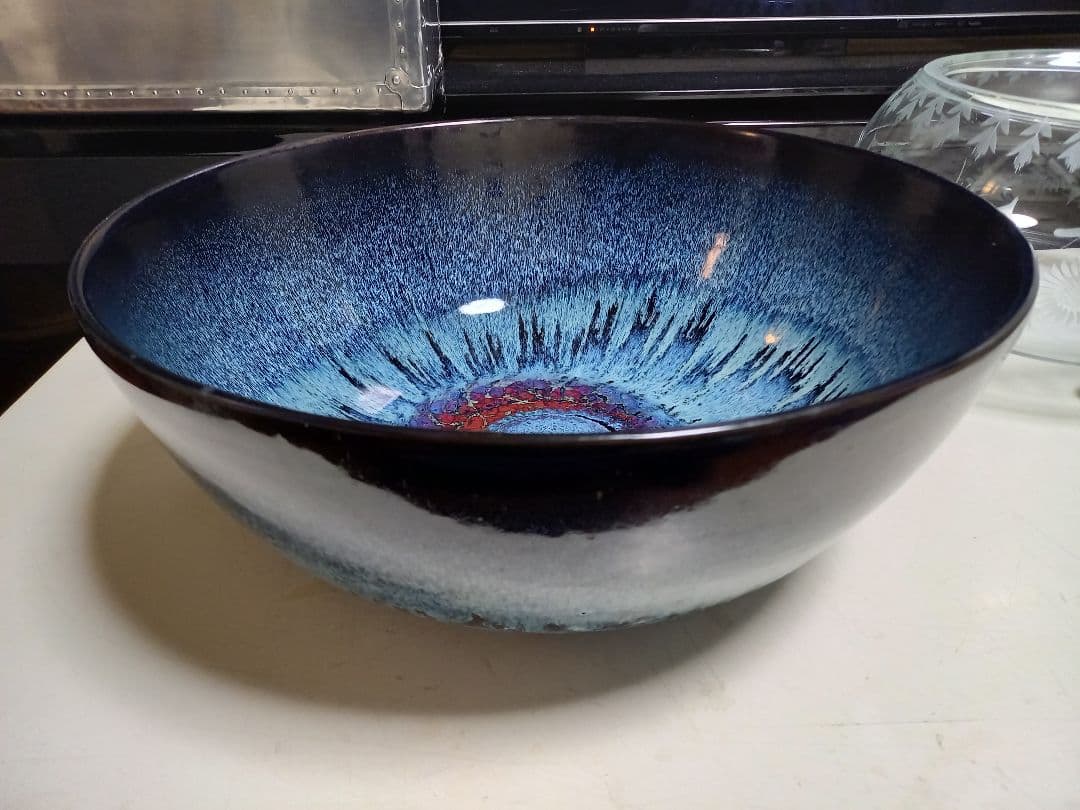 和物　和モダン　釉薬　希少　赤目　天目　陶器　大鉢　メダカ鉢　金魚鉢