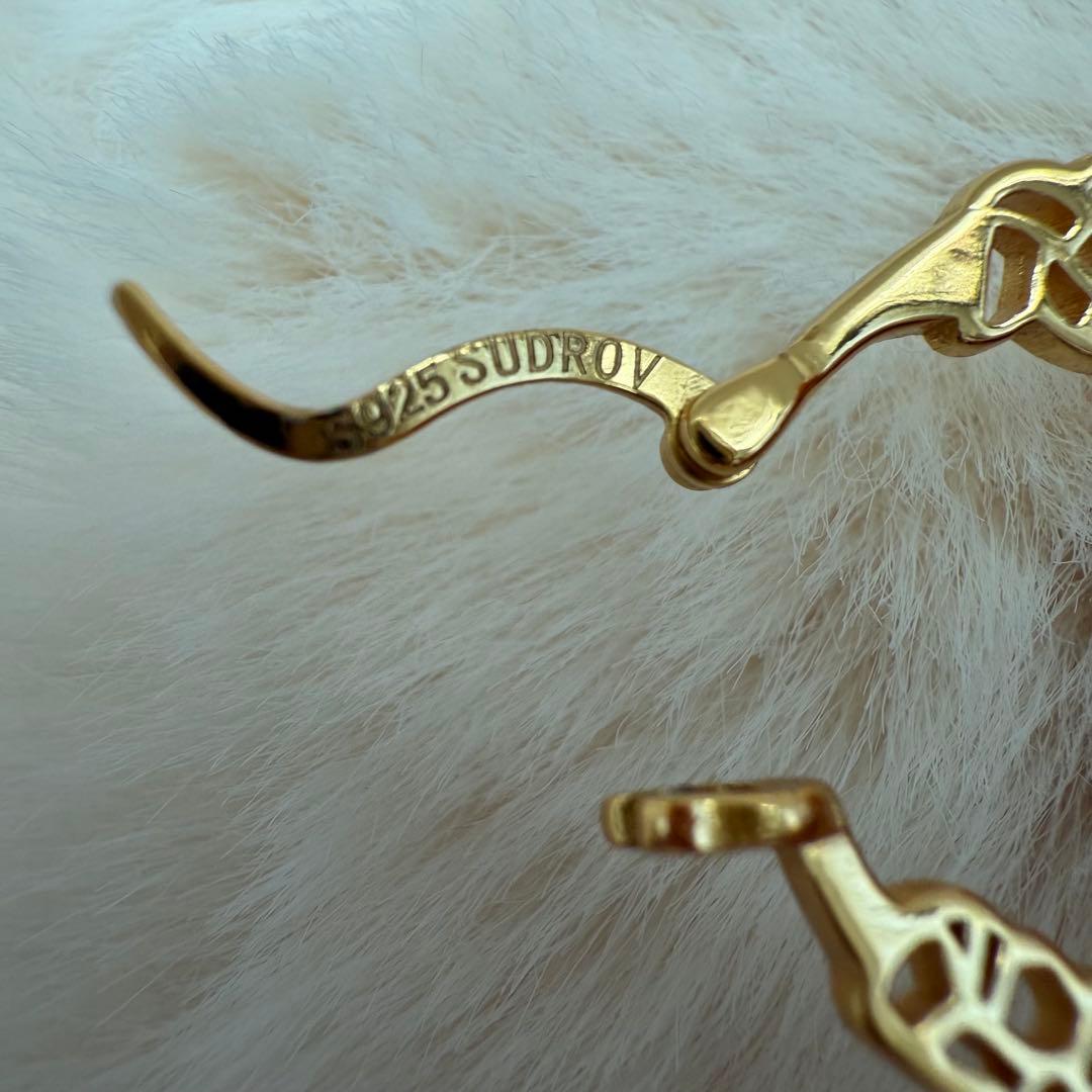 存在感抜群・希少デザイン　S925×18K フープピアス　大ぶり デザインピアス