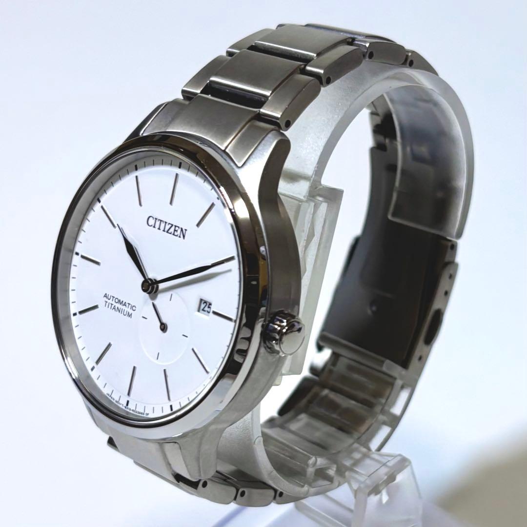 稼働 CITIZEN メンズ腕時計 自動巻き 裏スケ チタニウム デイト 軽量