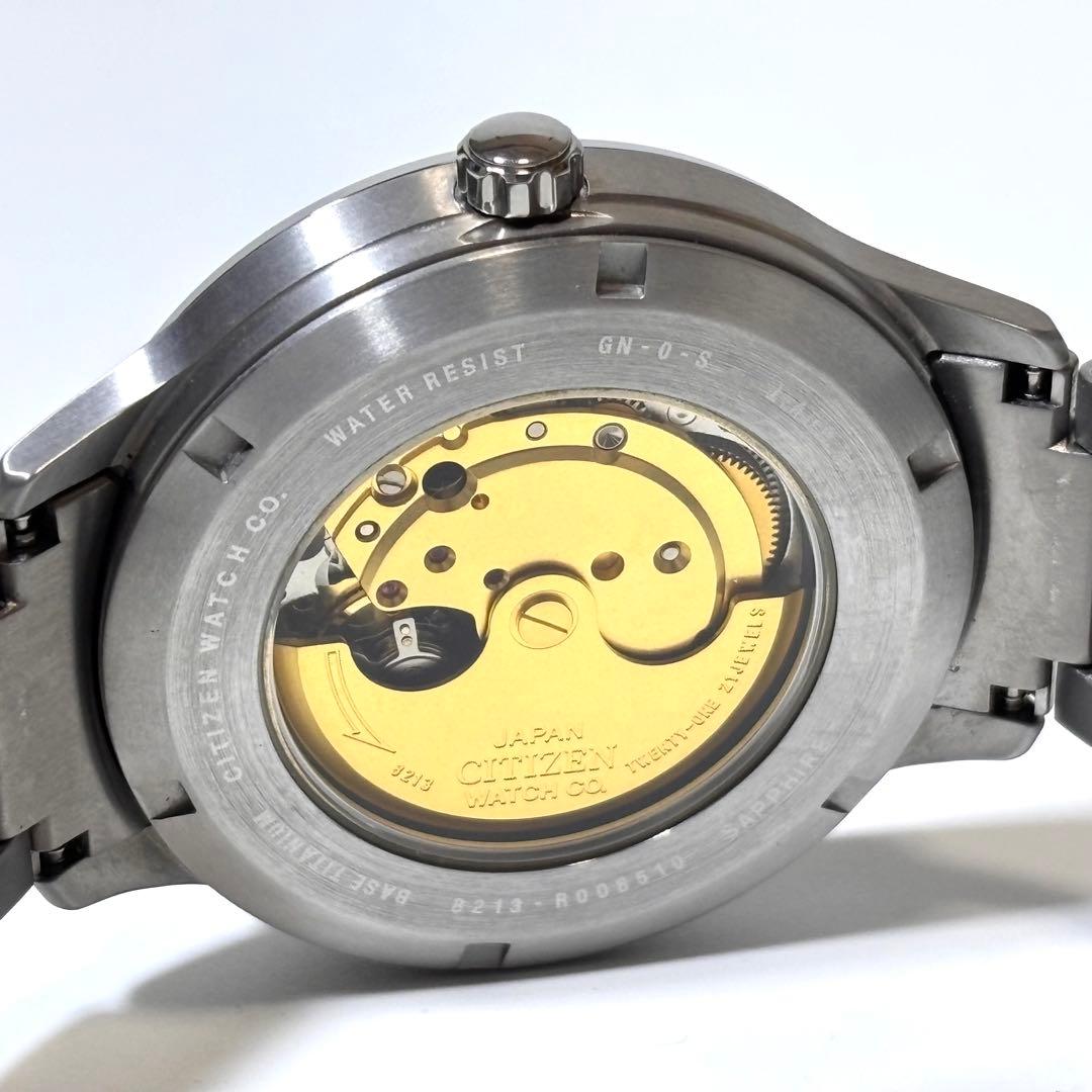 稼働 CITIZEN メンズ腕時計 自動巻き 裏スケ チタニウム デイト 軽量