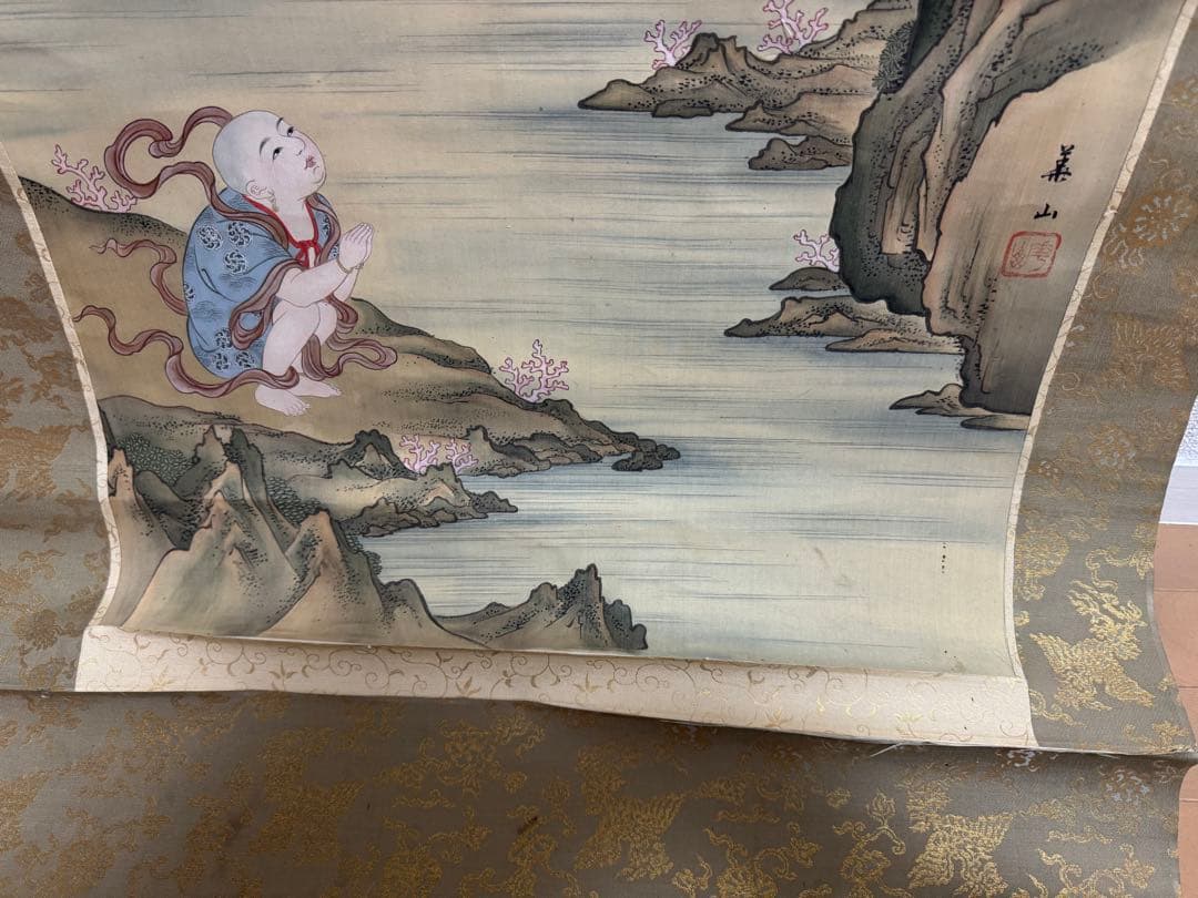 華山銘　絹本　仏画　観音　日本画　古画