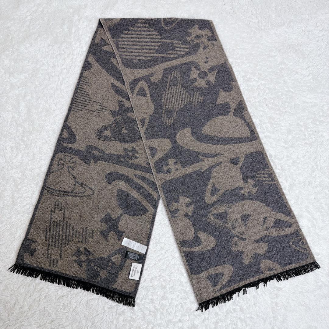 希少 Vivienne Westwood リバーシブル マフラー オーブ 総柄