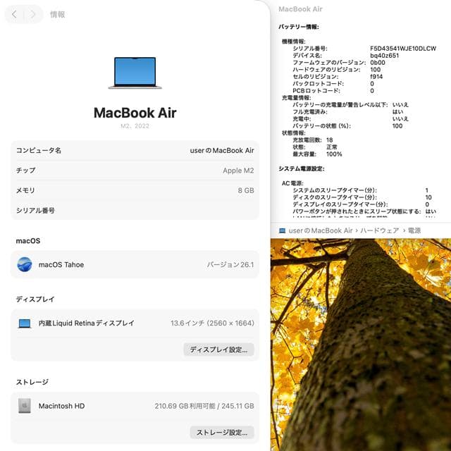 【美品】MacBook Air 13_2022_M2/8GB/256GB_SLV