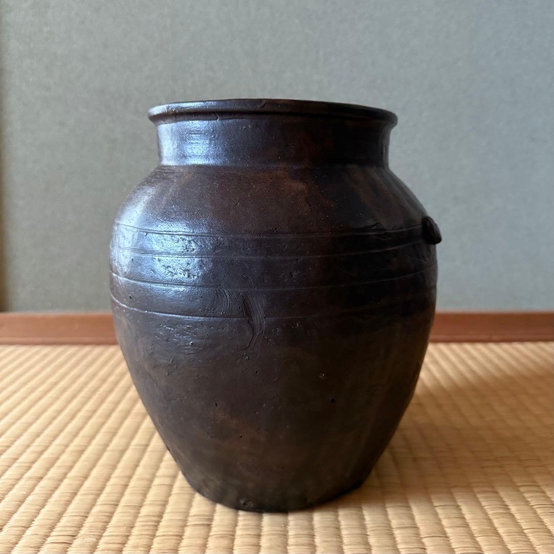 唐津 褐釉小壷 江戸時代 古唐津 九州民窯 古薩摩 黒薩摩