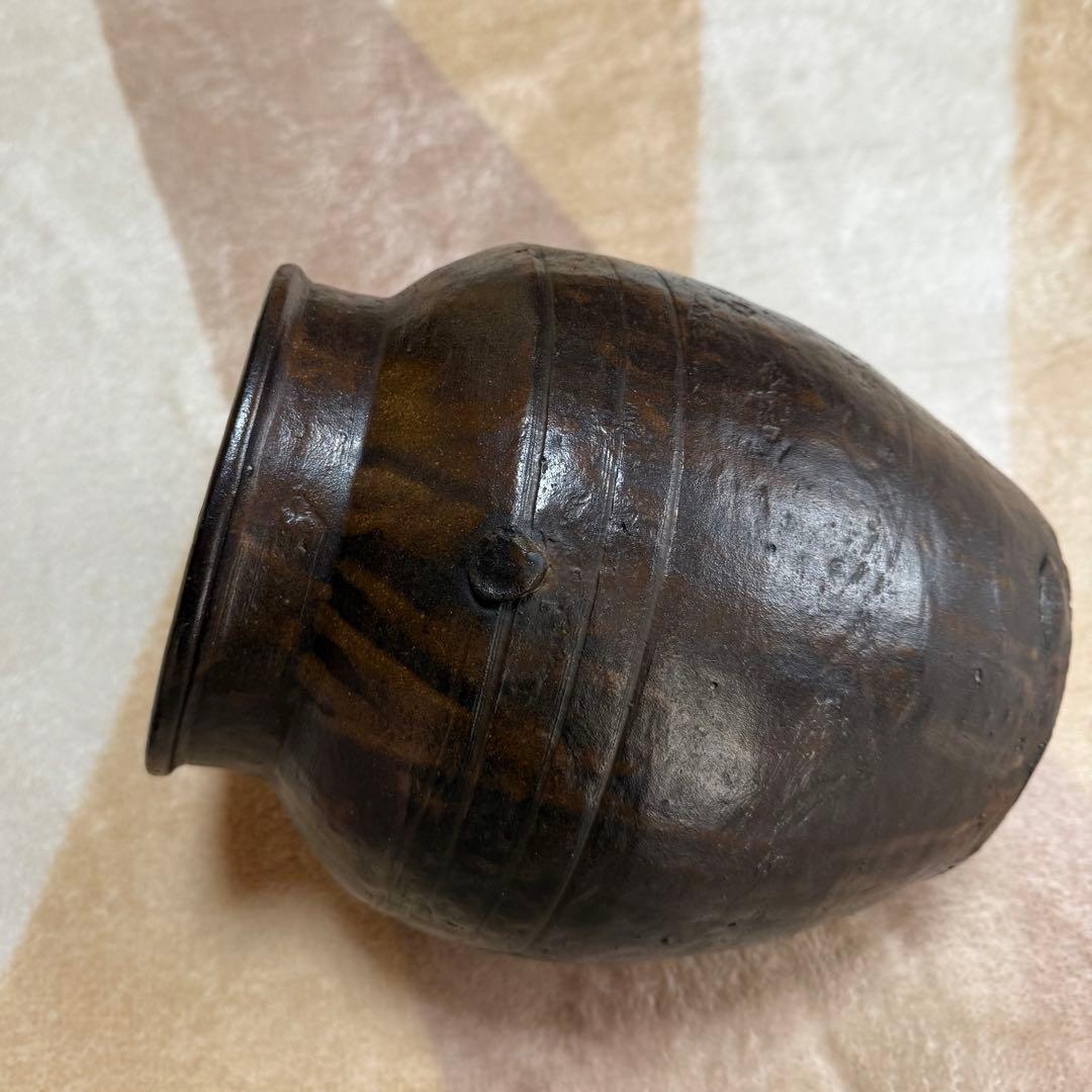 唐津 褐釉小壷 江戸時代 古唐津 九州民窯 古薩摩 黒薩摩