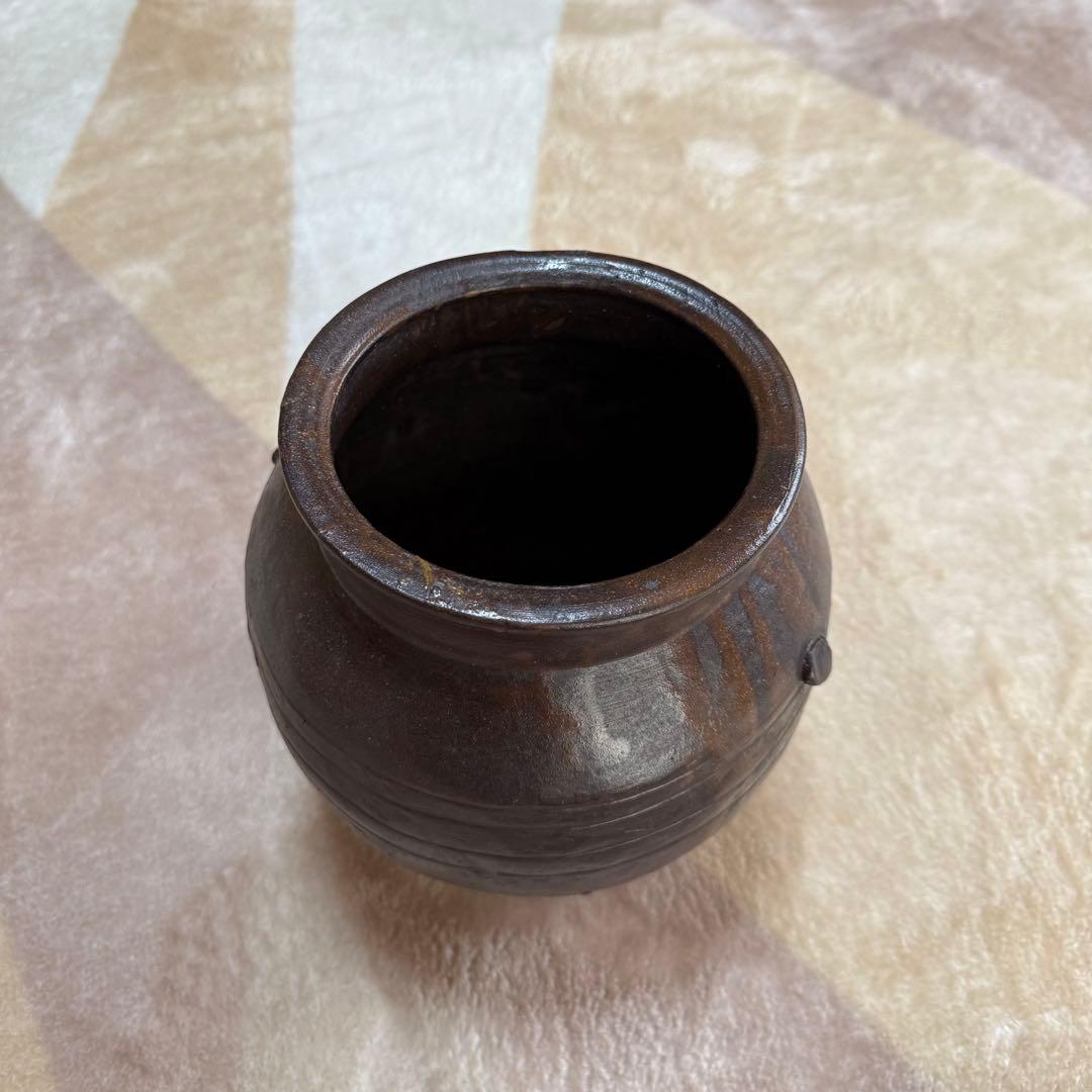 唐津 褐釉小壷 江戸時代 古唐津 九州民窯 古薩摩 黒薩摩