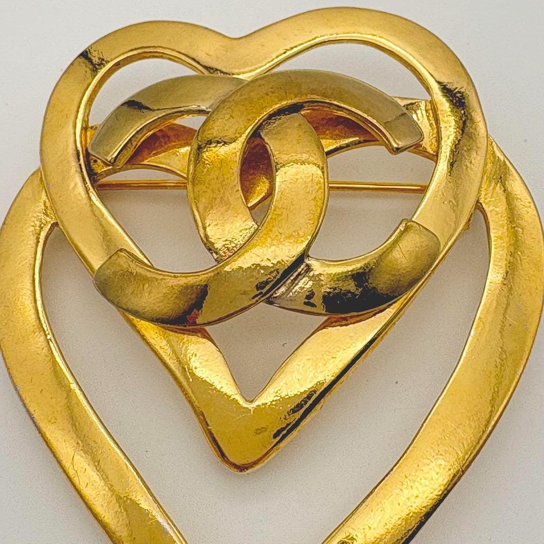 シャネル ブローチ 95P ゴールド ダブルハート ココマーク ヴィンテージ