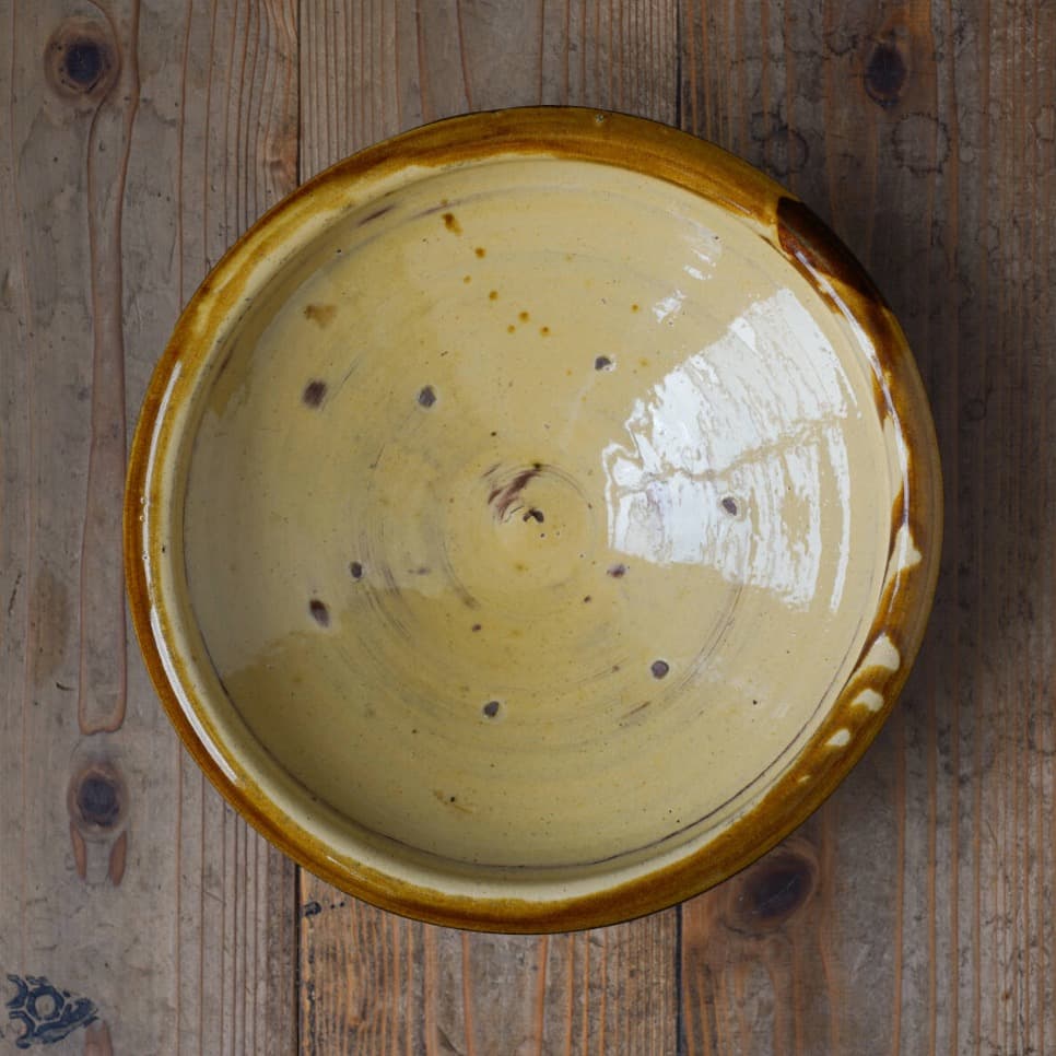 布志名焼ガレナ釉鉢 黄釉 明治頃 / アンティーク 古民藝 黄釉 ボウル 柳宗悦