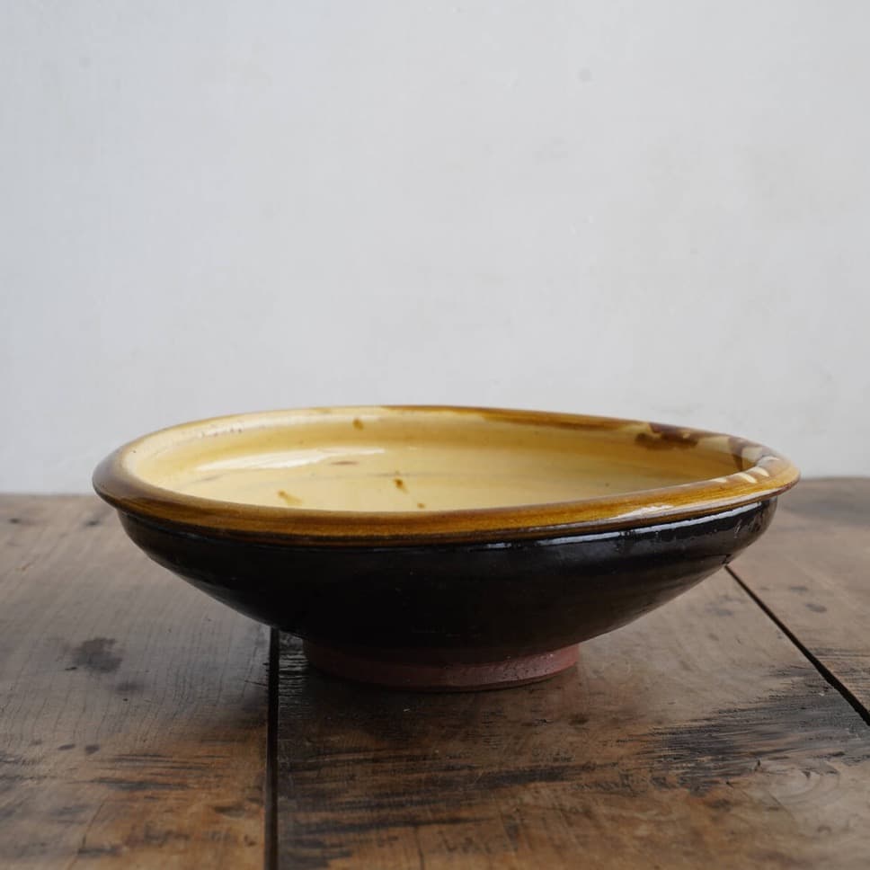 布志名焼ガレナ釉鉢 黄釉 明治頃 / アンティーク 古民藝 黄釉 ボウル 柳宗悦