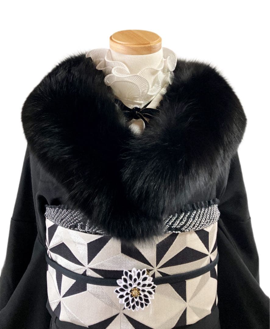 【専用ページ】　　正絹 振袖 フルセット 黒無地 モノトーン 漆黒M〜Lサイズ