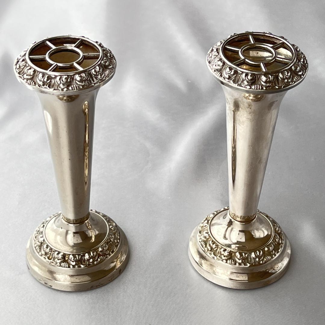 【IANTHE】ローズボウルバラ / 薔薇の花器セット　5点【シルバープレート】