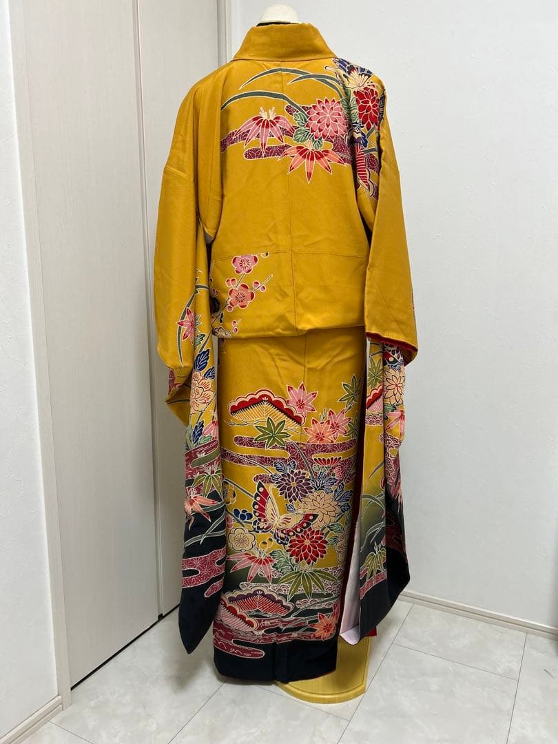 振袖フルセット　からし色系　イエロー系　モモ